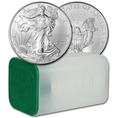 2008 American Silver Eagle 1 oz $1 - 1 Roll - Twenty 20 BU Coins
