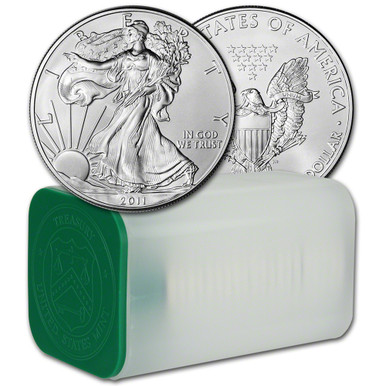 2011 American Silver Eagle 1 oz $1 - 1 Roll - Twenty 20 BU Coins in Mint Tube [11-ASE-BU(20)]