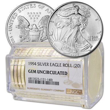 Roll of 20 - 1994 American Silver Eagle - NGC Gem Uncirculated [94-ASE-N-GU-ROLL]
