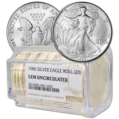 Roll of 20 - 1986 American Silver Eagle - NGC Gem Uncirculated [86-ASE-N-GU-ROLL]