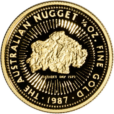 1987 P Australia Gold Nugget Proof 1/4 oz $25 - Fathers Day