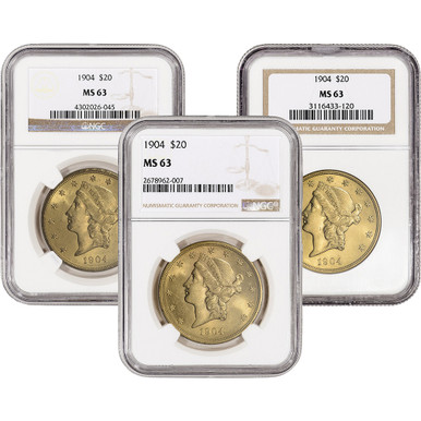 US Gold $20 Liberty Head Double Eagle - NGC MS63 - Random Date and