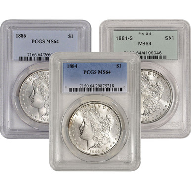 US Morgan Silver Dollar $1 - PCGS MS64 - Pre 1921 Random Date and Label [X-MORGAN-P-MS64-XLABEL]