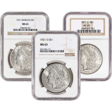 1921 US Morgan Silver Dollar $1 - NGC MS63 - Random Label [21-MORGAN-N-MS63-XLABEL]