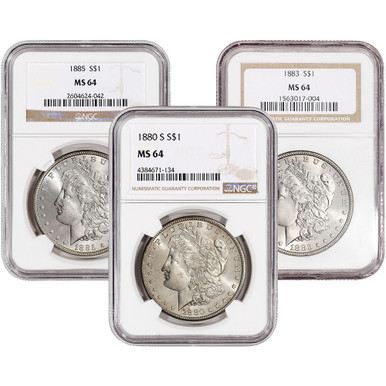 US Morgan Silver Dollar $1 - NGC MS64 - Pre 1921 Random Date and Label [X-MORGAN-N-MS64-XLABEL]