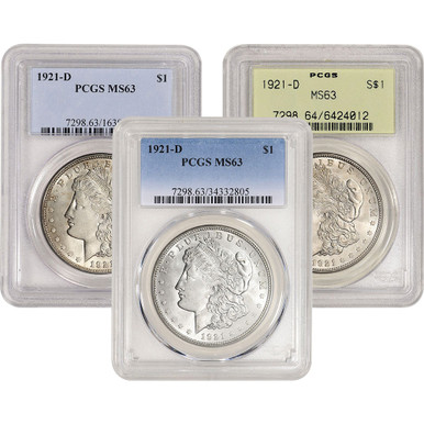 1921 US Morgan Silver Dollar $1 - PCGS MS63 - Random Label [21-MORGAN-P-MS63-XLABEL]