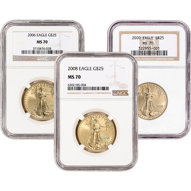 American Gold Eagle 1/2 oz $25 - NGC MS70 Random Date and Label [X