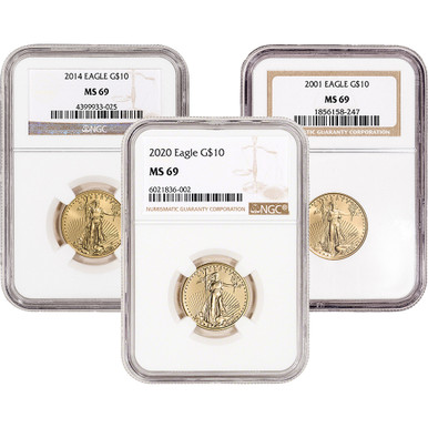 American Gold Eagle 1/4 oz $10 - NGC MS69 Random Date and