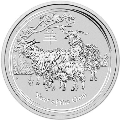 2015 P Australia Silver Lunar Series II Year of the Goat 2 oz $2 - BU