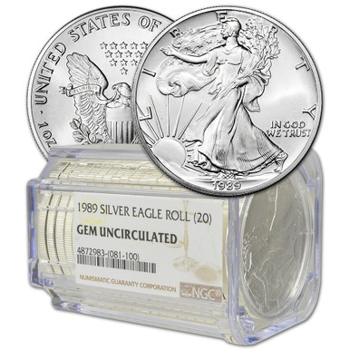 Roll of 20 - 1989 American Silver Eagle - NGC Gem Uncirculated [89-ASE-N-GU-ROLL]