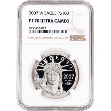 2007 W American Platinum Eagle Proof 1 oz $100 - NGC PF70 UCAM [07