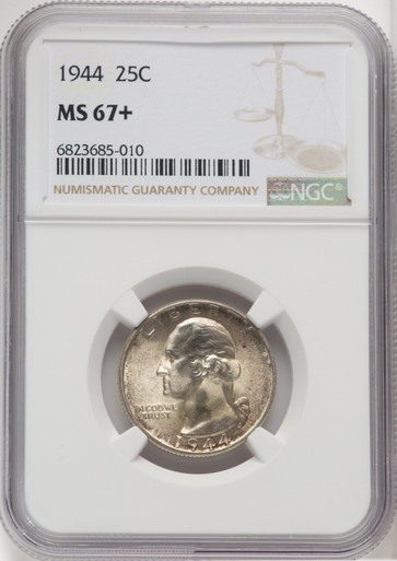 1944 US Washington Silver Quarter 25C - NGC MS 67+ [V-HA