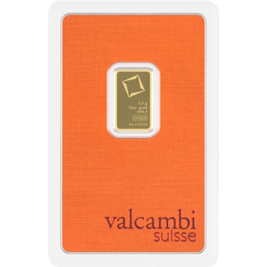 2.5 gram Gold Bar - Valcambi Suisse - 999.9 Fine in Sealed Assay