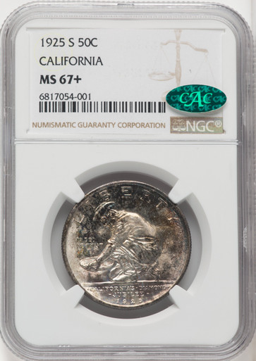 1925 S US Silver Commemorative 50C CALIFORNIA - NGC MS 67+ CAC [V
