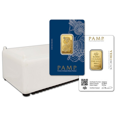 1/2 oz Gold Bar - PAMP Suisse - Fortuna - 999.9 Fine in Sealed