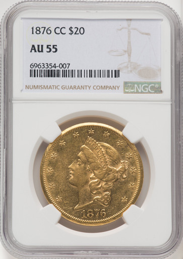 1876 CC US Gold $20 Liberty Head Double Eagle - NGC AU 55 [V-HA