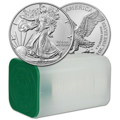 2022 American Silver Eagle 1 oz $1 1 Roll Twenty 20 BU Coins in Mint Tube [22-ASE-BU(20)]