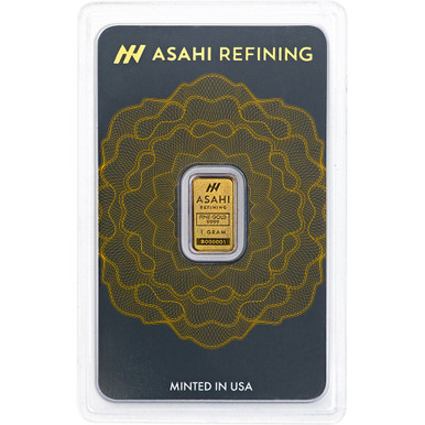 1 gram Gold Bar Asahi Refining .9999 Fine in Sealed Assay [GOLD
