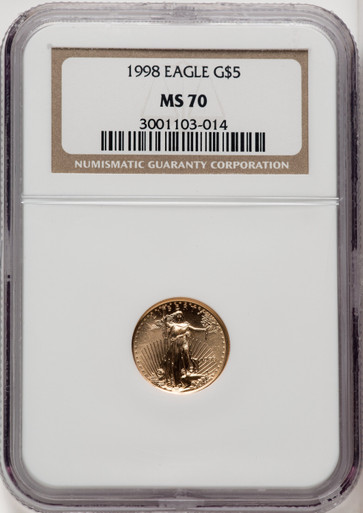 1998 American Gold Eagle 1/10 oz $5 - NGC MS 70 [V-HA