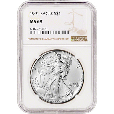 1991 American Silver Eagle - NGC MS69 [91-ASE-N-MS69-NSL]