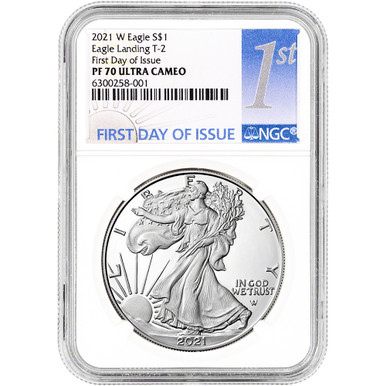 2021 W American Silver Eagle Proof Type 2 NGC PF70 First Day Issue