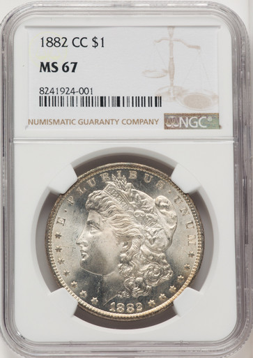 1882 CC US Morgan Silver Dollar $1 - NGC MS 67 [V-HA