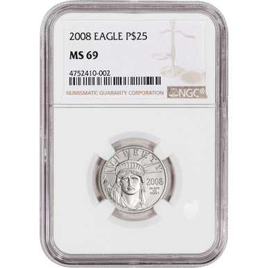 American Platinum Eagle 1/4 oz $25 - NGC MS69 Random Date and