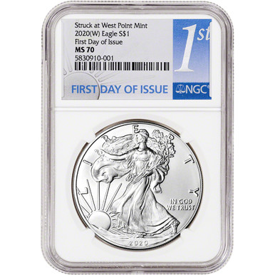 2020 (W) American Silver Eagle - NGC MS70 First Day of Issue 1st