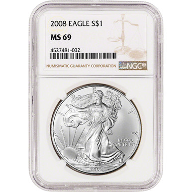 2008 American Silver Eagle - NGC MS69 [08-ASE-N-MS69-NSL]