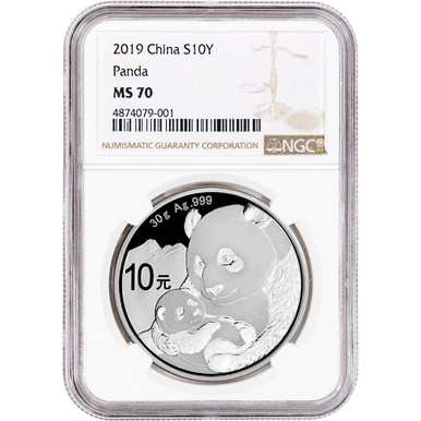 2019 China Silver Panda 30 g 10 Yuan - NGC MS70 [19-CSP-N