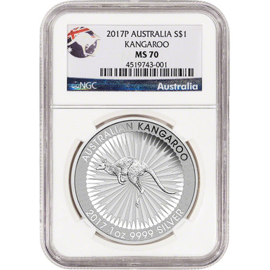 2017 Australia Silver Kangaroo (1 oz) $1 - NGC MS70 - Kangaroo