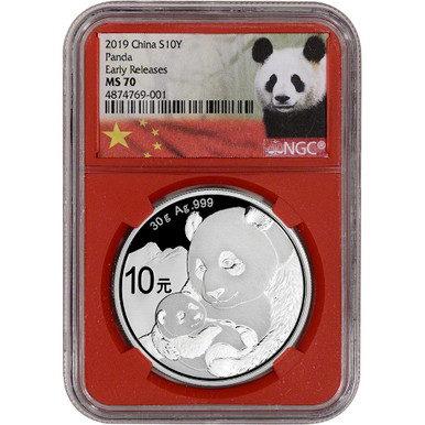 2019 China Silver Panda 30 g 10 Yuan - NGC MS70 Early