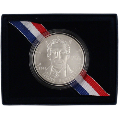 2009 P US Louis Braille Commemorative BU Silver Dollar - Coin in Capsule  [MC-S1-09-P-LBB-BU] - Liberty Coin