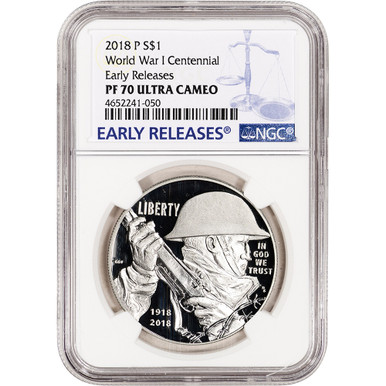 2018-P US World War I Commemorative Proof Silver Dollar NGC PF70