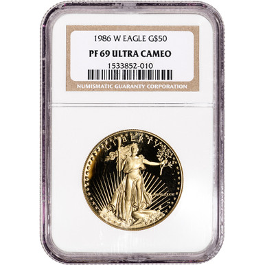 1986 W American Gold Eagle Proof 1 oz $50 NGC PF69 UCAM [86-W-AGE