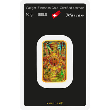 10 gram Gold Bar - Argor Heraeus Kinebar Hologram - 999.9 Fine in