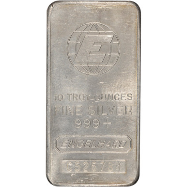 10 oz. Silver Bar - Engelhard .999 Fine - Tall 