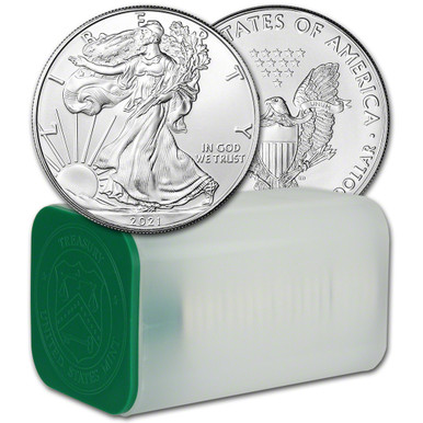 2021 American Silver Eagle 1 oz $1 - 1 Roll - Twenty 20 BU Coins in Mint Tube [21-ASE-BU(20)]