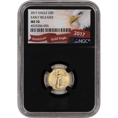 2017 American Gold Eagle 1/10 oz $5 - NGC MS70 Early Releases Bald 