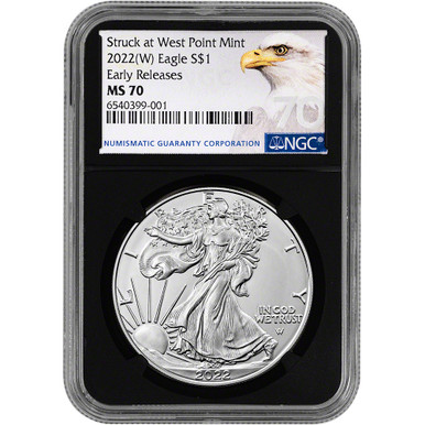 【新品】Silver Eagleイーグル銀貨2022 PCGS MS70 2022 (W) American Silver Eagle - NGC MS70 Early Releases Grade 70