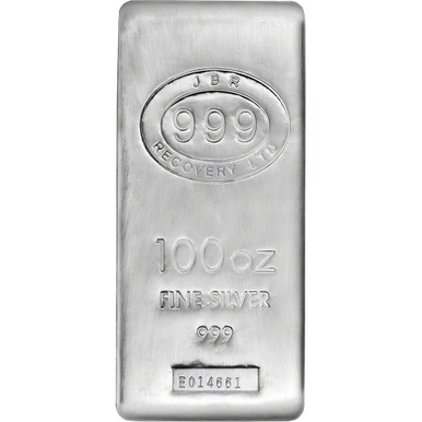 100 oz. Silver Bar JBR Recovery Ltd - 999 Fine Poured [SILVER-Bar