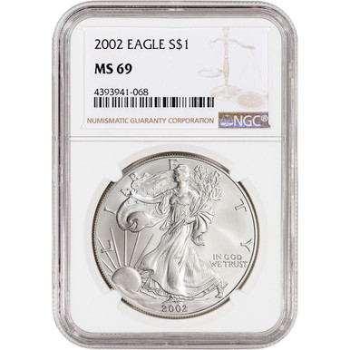 2002 American Silver Eagle - NGC MS69 [02-ASE-N-MS69-NSL]