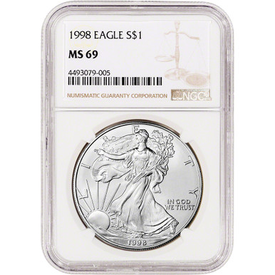 1998 American Silver Eagle - NGC MS69 Large Label [98-ASE-N-MS69-NSL]