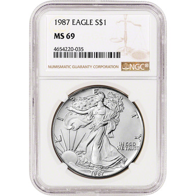 1987 American Silver Eagle - NGC MS69 [87-ASE-N-MS69-NSL]