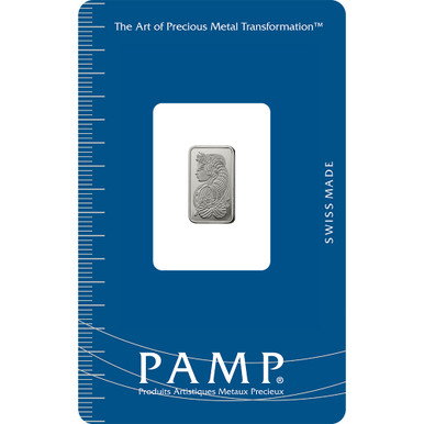 1 gram Platinum Bar - PAMP Suisse - Fortuna - 999.5 Fine in Sealed