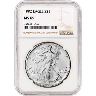 1992 American Silver Eagle - NGC MS69 [92-ASE-N-MS69-NSL]