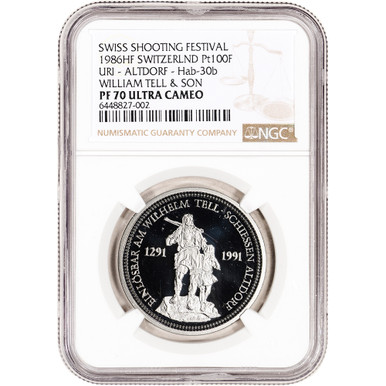 1986 HF Switzerland William Tell Platinum Proof 1 oz Unze