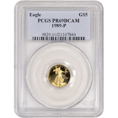 1989 P American Gold Eagle Proof 1/10 oz $5 - PCGS PR69 DCAM [89-P