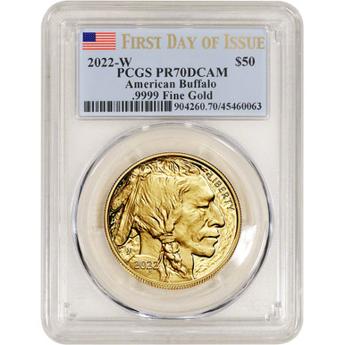 2022 W American Gold Buffalo Proof 1 oz $50 PCGS PR70 DCAM First
