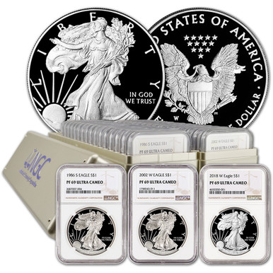 【コレクション整理8枚セット】NGC バチカン 1986 - 2024 P $1 40 Coin-Silver American Eagle Complete Set NGC